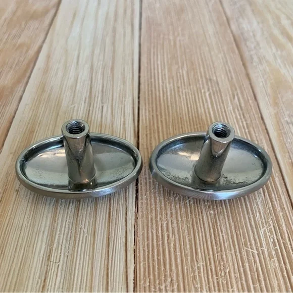 Set of 2 Satin Nickel Oval Shell Knob Cabinet Pulls Flower Drawer Knobs Hardware - Picture 4 of 10